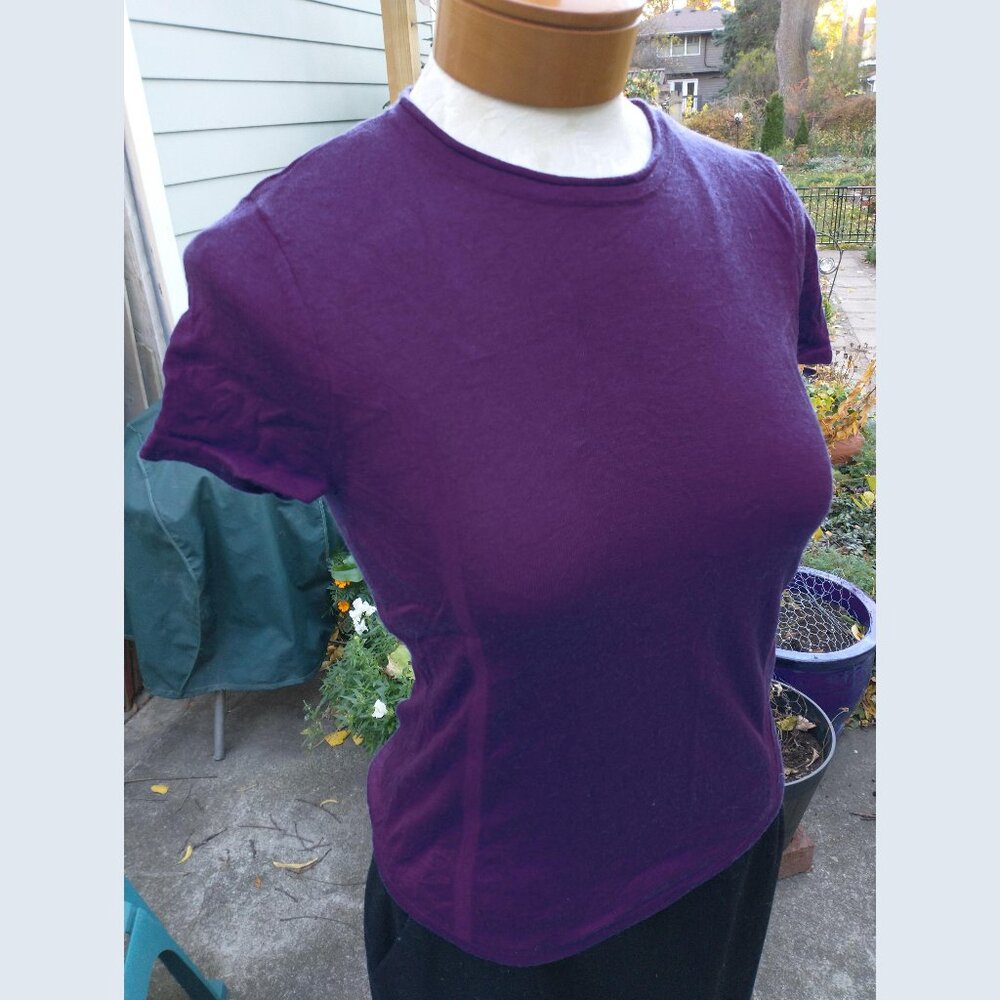 Top: Cashmere, purple, short sleeve. Size extra small - by Calvin Klein